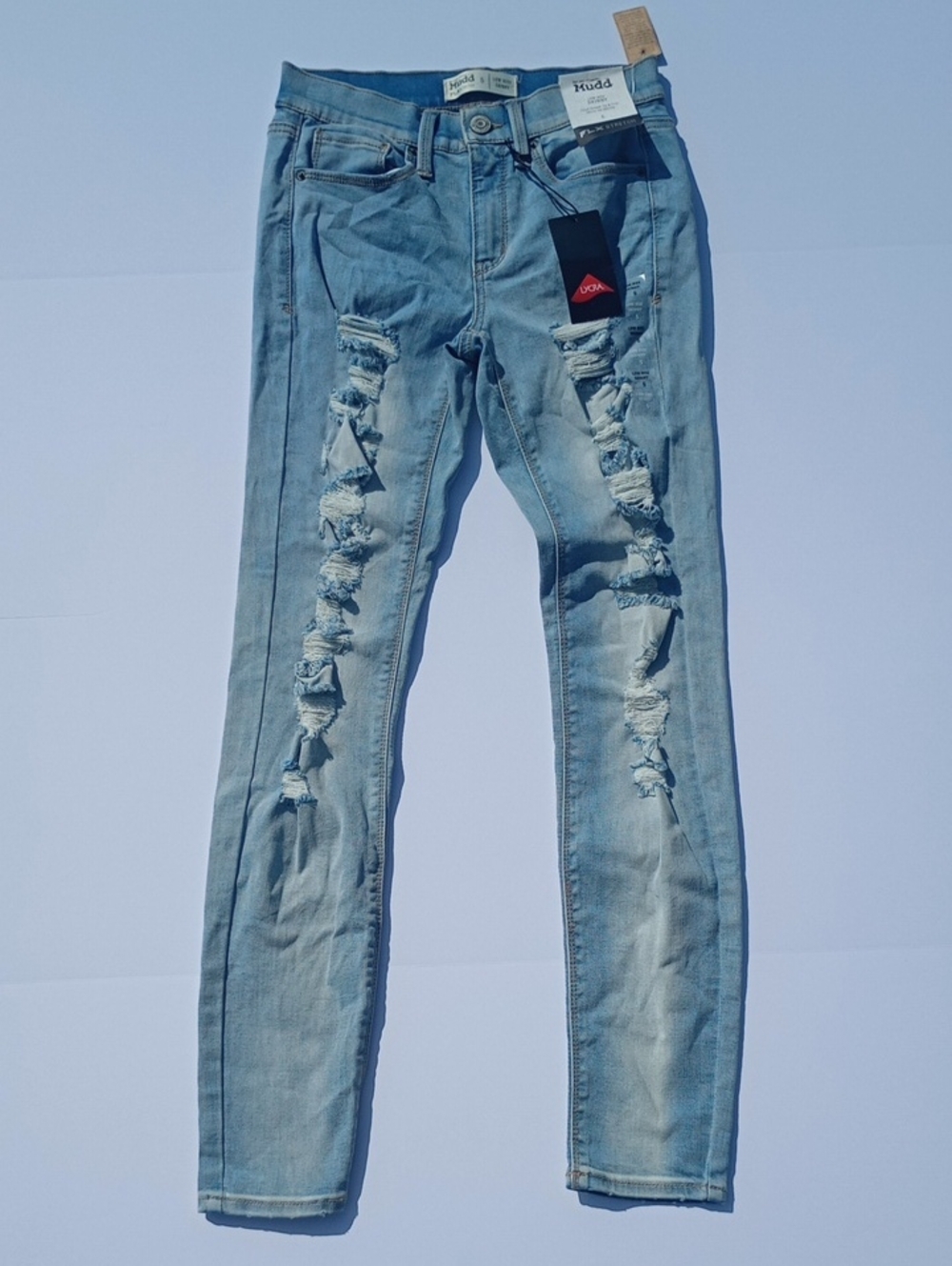 Mudd Light Blue Distressed Junior's Sz 5 Ripped Stetch Low-Rise Skinny Jeans NWT